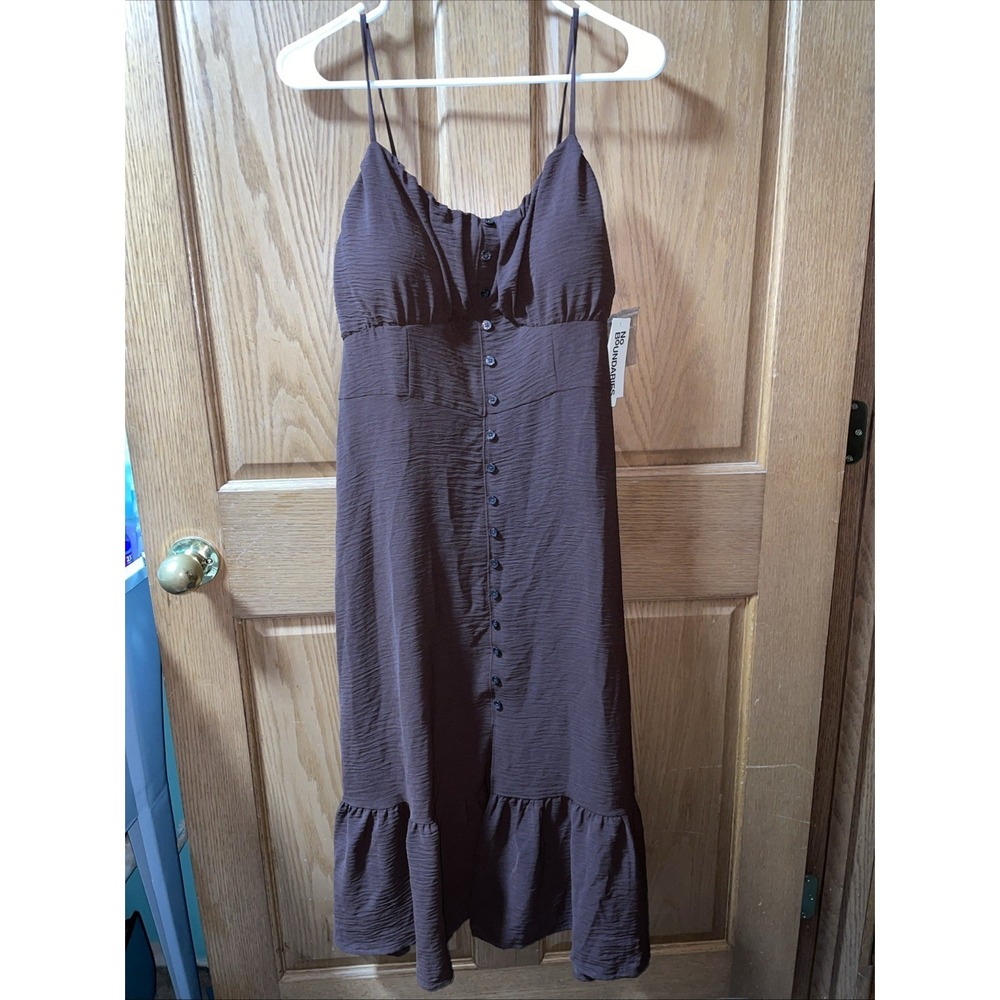 Women's No Boundaries Boho Peasant Midi Dress Sleeveless Brown Size Xl 16/18 NEW